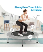 Gymax 38'' Folding Mini Trampoline Fitness Rebounder w/ Safety Pad Silver & Black