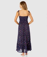 Anne Cole Women's Floral-Print Smocked Maxi Dress Swim Cover-Up