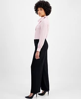 Bar Iii Women's High Rise Wide-Leg Crepe Pants, Exclusively at Macy's