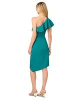 Adrianna by Adrianna Papell Women's Ruffle-Trim Asymmetric-Neck Dress