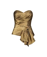 Mac Duggal Women's Metallic Lame Strapless Wrap Top With Bow Detail