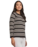 Jones New York Women's Striped Boat-Neck Raglan-Sleeve Top