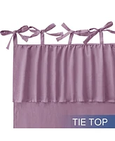 Awesome Home Recycled Cotton Blend Ruffle Tie Top Curtains Pair, Bleached Mauve