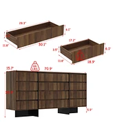 Homsee 70.9" Dresser with 12 Handleless Drawers, Wooden Storage Dresser for Bedroom Living Room