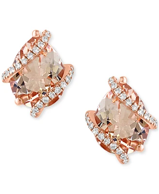 Effy Pear-Shape Morganite (2-5/8 ct. t.w.) & Diamond (1/8 ct. t.w.) Stud Earrings in 14k Rose Gold