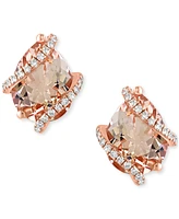 Effy Pear-Shape Morganite (2-5/8 ct. t.w.) & Diamond (1/8 ct. t.w.) Stud Earrings in 14k Rose Gold