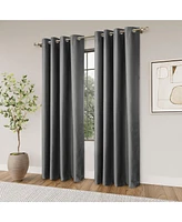 Awesome Home Textured 100% Blackout Grommet Curtains Pair(2 panels