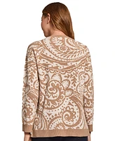 Jones New York Petite Paisley High-Low Pullover Sweater