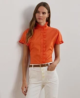 Lauren Ralph Lauren Women's Ruffle-Trim Short-Sleeve Shirt
