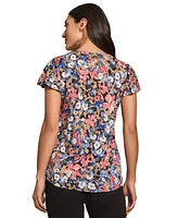 Jones New York Women's Moss Crepe Printed Flutter-Sleeve Top