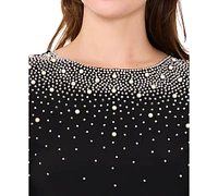 Msk Women's Crystal-Embellished Flutter-Sleeve Top