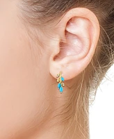 Effy Turquoise & Diamond (1/20 ct. t.w) Branch Drop Earrings in 14k Yellow Gold