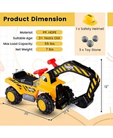 Hongge Ride on Push Car Bulldozer Digger Toy with Safety Helmet and Working Shovel