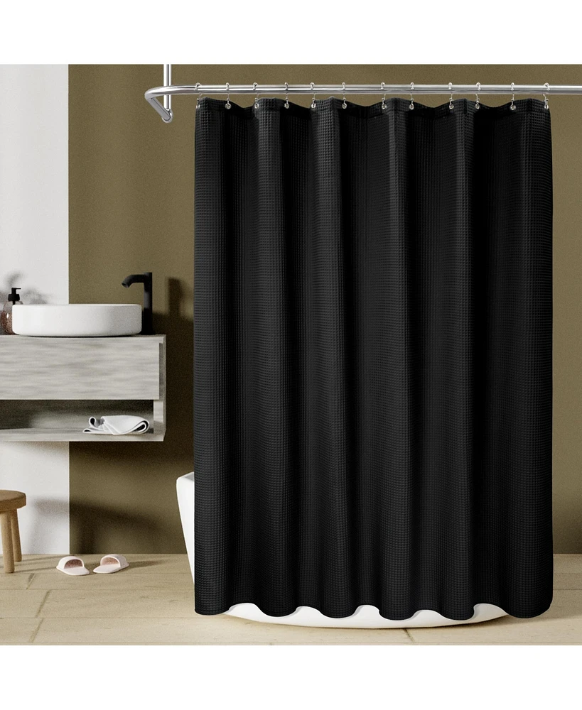 Awesome Home Cotton Blend Soft Waffle Weave Shower Curtain, 72"X96"