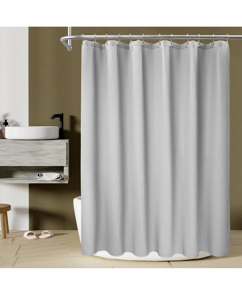 Awesome Home Cotton Blend Soft Waffle Weave Shower Curtain, 72"X96"