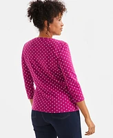 Style & Co Women's Printed 3/4-Sleeve Henley Top, Exclusively at Macy's