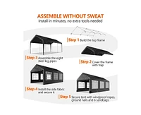 gaomon 10'x20' Heavy Duty Carport Canopy with 6 Roll-up Windows, All-Season Tarp Cover, Metal Roof - Ideal for Car, Suv, Truck & Boat