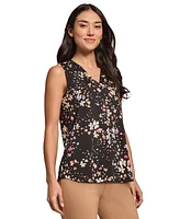 Jones New York Women's Printed Moss Crepe Sleeveless Top