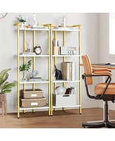 gaomon 4 Tier Bookshelf, Gold Narrow Bookshelf with Metal Frame, Small Bookshelf with Open Display Shelves, Bookcase