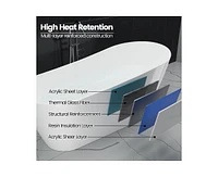 gaomon 59" Freestanding Bathtub, White Acrylic Streamline Stand Alone Soaking Bath Tubs for Adult with Overflow and Drain in Chrome, Perfect for Your