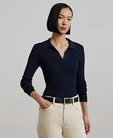 Lauren Ralph Women's Rib-Knit Polo Sweater