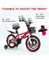 Hongge 16 Inch Kids Bike Adjustable with Storage Basket and Double Brake for 4-8 Years Old-16 inches