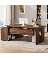 Tribesigns 78.7 Inch Executive Desk with Locking Drawer, L