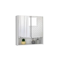 Depot E-shop Tatacoa Mirror Medicine Cabinet, One Open Shelf, Three Interior Shelves