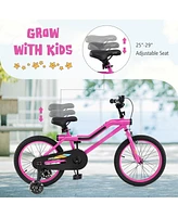 Hongge 18 Inch Led Lighted Kids Bike with Training Wheels and Headlight for Ages 4-8 Years-18 inches