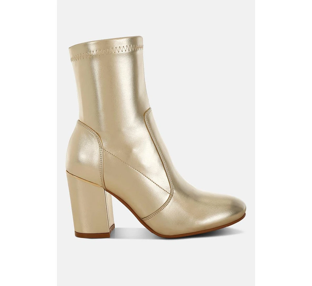 Rag & Co Tirana Metallic Pleather Sock Boots