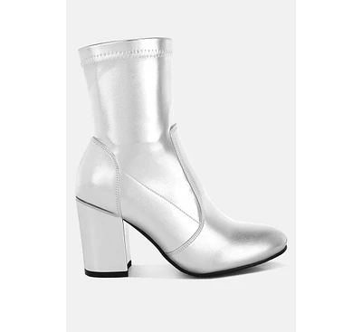 Rag & Co Tirana Metallic Pleather Sock Boots