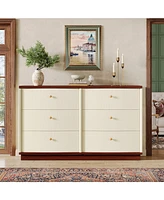 Tribesigns 55" Modern 6-Drawer Dresser Double Wide Chest of Drawers for Bedroom