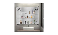 Slickblue Led Bathroom Wall Cabinet with Double Doors – Stylish Mirror Storage Solution in White