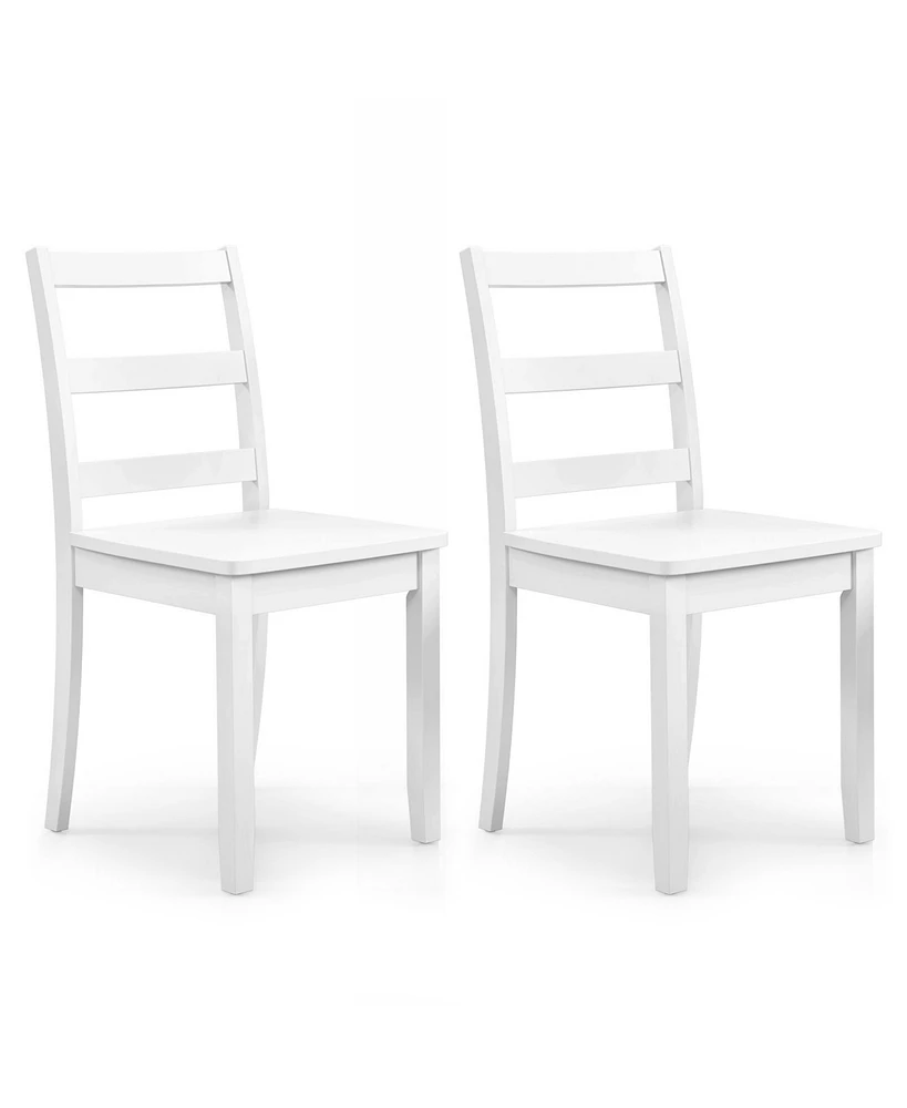 Sugift Set of 2 Wood Dining Chairs with Solid Rubber Wood Legs