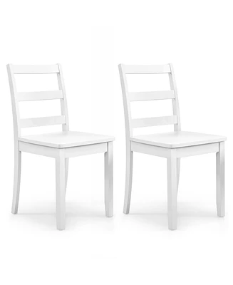 Sugift Set of 2 Wood Dining Chairs with Solid Rubber Wood Legs