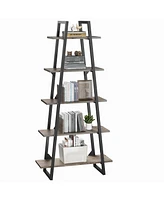 gaomon 5 Tier Ladder Bookshelf, Narrow Open Book Shelf, Tall Standing Bookcase with Steel Frame