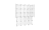 Slickblue 20-Cube Stackable Plastic Organizer Shelves, Closet Cabinet with Hanging Rod in White for Versatile Storage