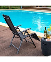 Inolait Outdoor Folding Lounge Chair with 7 Adjustable Backrest and Footrest Positions
