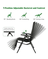 Inolait Outdoor Folding Lounge Chair with 7 Adjustable Backrest and Footrest Positions