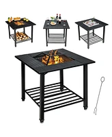 Vebreda 31 Inch Outdoor Fire Pit Dining Table with Cooking Bbq Grate