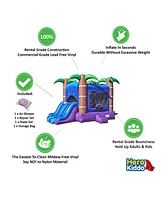 HeroKiddo Enchanted Forest Commercial Grade Bounce House with Dual Slide for Kids and Adults (with Blower), 100% Pvc Vinyl, Basketball Hoop, Outdoor I