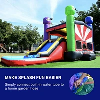 HeroKiddo Ninja Warrior Commercial Grade Bounce House Water Slide Combo with Splash Pool for Kids and Adults (with Blower), Wet Dry Use, Basketball Ho
