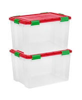 Iris Usa Iris 2pk 74qt Weatherpro Holiday Storage Tote Bin, Red/Green