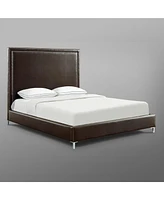 Inspired Home Samuele Pu Leather Nailhead Trim Platform Bed King Size