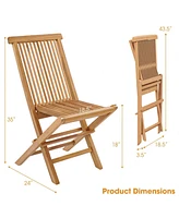 Sugift Set of 2 Teak Patio Folding Chairs with High Back and Slatted Seat