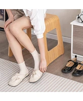 Sugift 4-Pack Stackable Bamboo Stool with Anti-skid Foot Pads