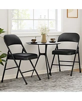 gaomon 2 Pack Grey Folding Chairs with Padded Cushion and Back, Folding Chairs for Outside, Foldable Chairs