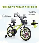 Hongge 16/18 Inch Kids Bike Adjustable with Detachable Training Wheels for 4-8 Years Old