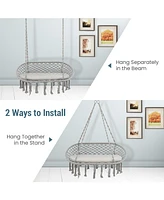 Vebreda 2 Person Hanging Hammock Chair with Cushion Macrame Swing