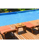 Inolait 3 Pieces Folding Patio Eucalyptus Wood Lounge Chair Set with Foldable Side Table